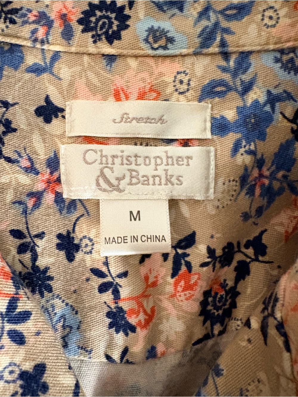 Coastal Beachy Travel Feminine Floral Button-Up Jacket in Beige, Blue & Coral - Picture 3 of 7